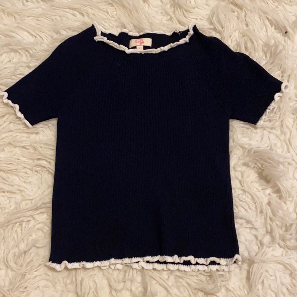 Cute Navy Fringed Top